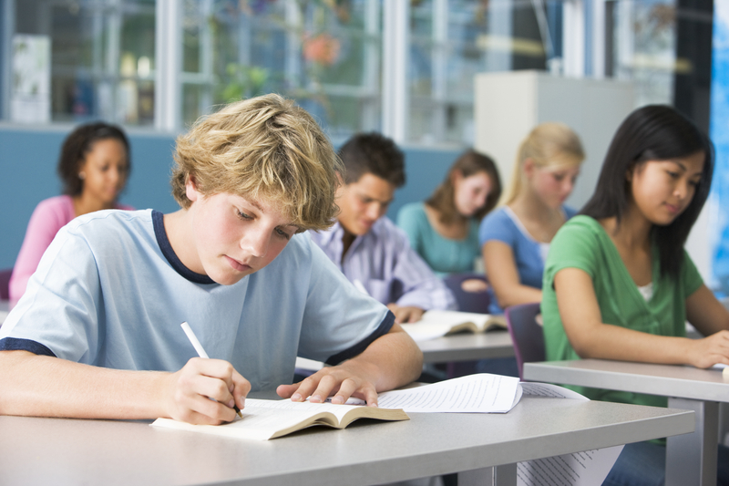 Students writing exams